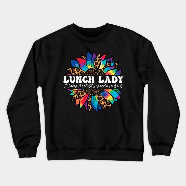 Lunch Lady Cafeteria Crew Sunflower Leopard Thanksgiving Crewneck Sweatshirt by Johner_Clerk_Design